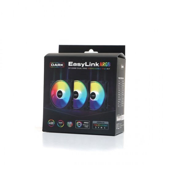 Dark Easylink Dkckargb06 12cm Rgb Kasa Fani 3-lü Paket