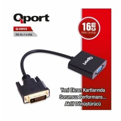 Qport Q-vdv2 0.15metre Dvi (24+1)-vga Görüntü Adaptörü Siyah