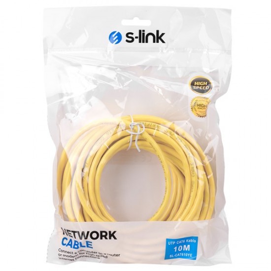 S-link Sl-cat610ye 10m Sarı Cat6 Patch Kablo