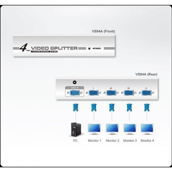 Aten Aten-vs94a 4-port Vga Splitter (350mhz)