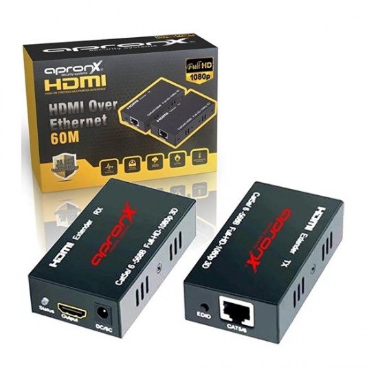 Apronx Apx-60m Cat5e/cat6 60m Fullhd 1080p 3d Hdmi Extender