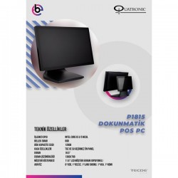 Quatronic 18.5" Dokunmatik (iki Ekranlı) P1815-d Core I5 8gb Ram- 128gb Ssd- Fdos- Pos Pc