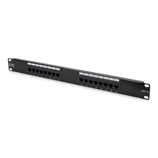 Digitus  Dn-91616u 19" 16port Cat-6 Utp Patch Panel, 50 μ (mikron), Altın Kontak, Zırhsız