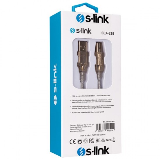 S-link Slx-328 Usb2.0 3m Yazıcı Kablosu