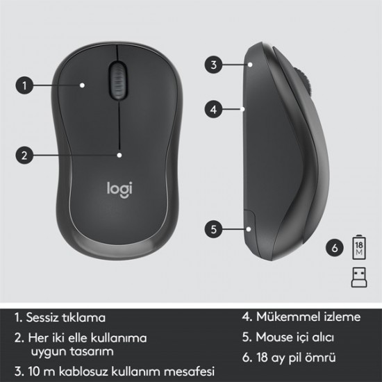 Logitech Mk295 Kablosuz Q Trk Sessiz Siyah Multimedya Klavye - Mouse Set 920-009804